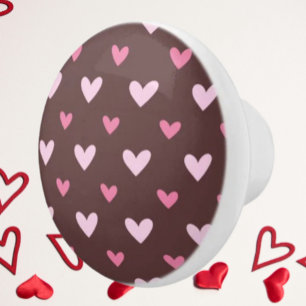 Pomo De Cerámica Perilla de Cerámica Heart Pop - Rosa sobre Chocola