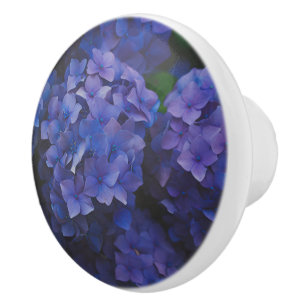 Pomo De Cerámica Perilla de cerámica Indigo Hydrangea Dusk