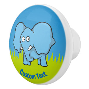 Pomo De Cerámica Perilla de cerámica personalizado de elefante azul