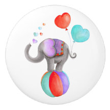 Perilla de circo acuarela de elefante gris