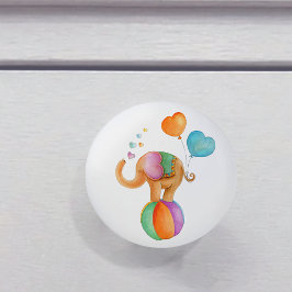 Pomo De Cerámica Perilla de circo acuarela de elefante marrón