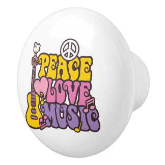 Pomo De Cerámica Perilla de Paz, Amor y Música