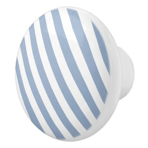 Pomo De Cerámica Perilla de Puerta Azul y Raya Blanca