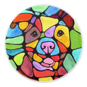 Pomo De Cerámica Perilla de puerta de Pitbull linda y colorida