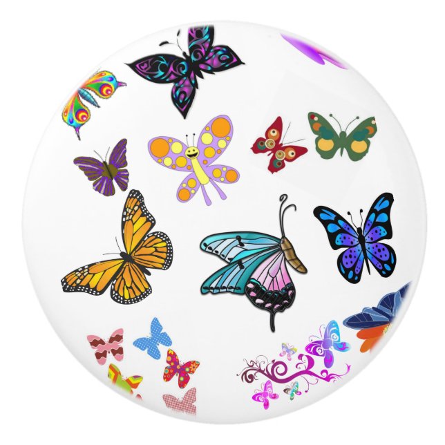 Pomo De Cerámica Perilla de Puerta Mariposa (Anverso)