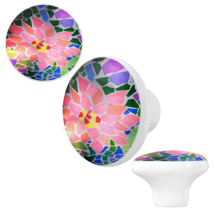 Pomo De Cerámica Perilla Floral Mosaico Cerámico Botón