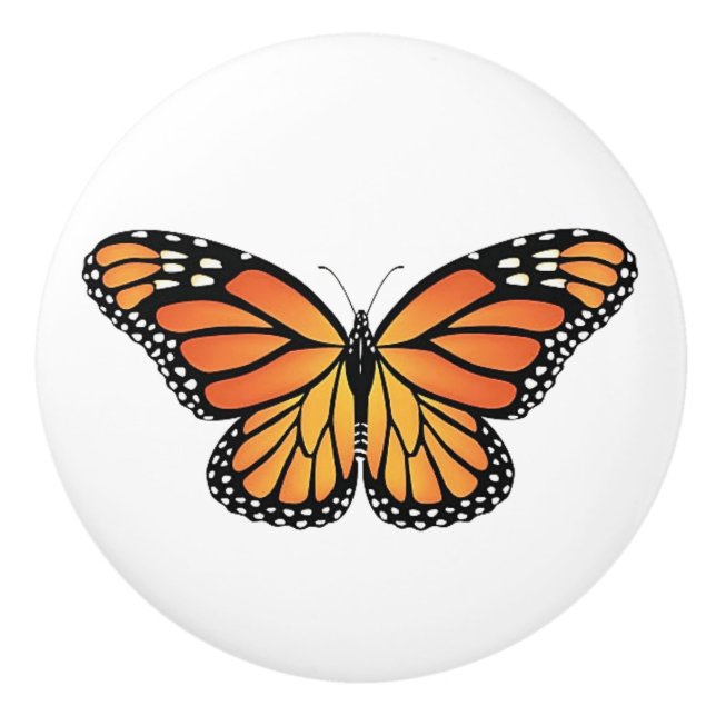 Pomo De Cerámica perillas de cajón de Mariposa Monarca (Anverso)