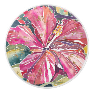 Pomo De Cerámica Perillas de Cerámica - Flor de Hibisco