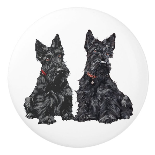 Pomo De Cerámica Perillas de Terrier Escocés (Anverso)