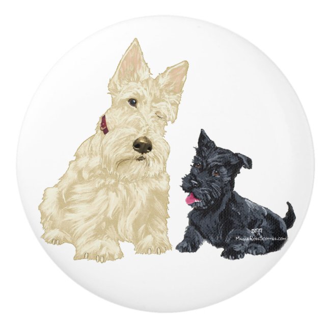 Pomo De Cerámica Perillas de Terrier Escocés (Anverso)
