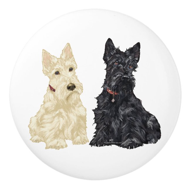Pomo De Cerámica Perillas de Terrier Escocés (Anverso)