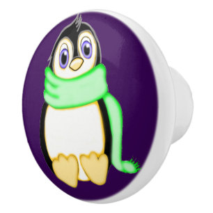 Pomo De Cerámica Perky Penguin Ceramic Knob