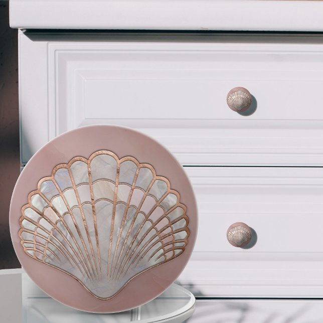 Pomo De Cerámica Perla Rosa y Concha de Oro Rosa (Subido por el creador)