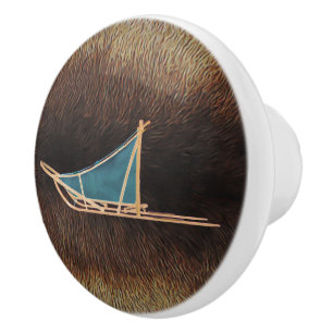 Pomo De Cerámica Perro arrojado sobre la Pista Caribou