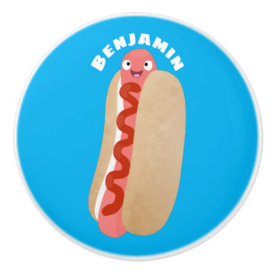 Pomo De Cerámica Perro caliente divertido lindo personalizado Weine