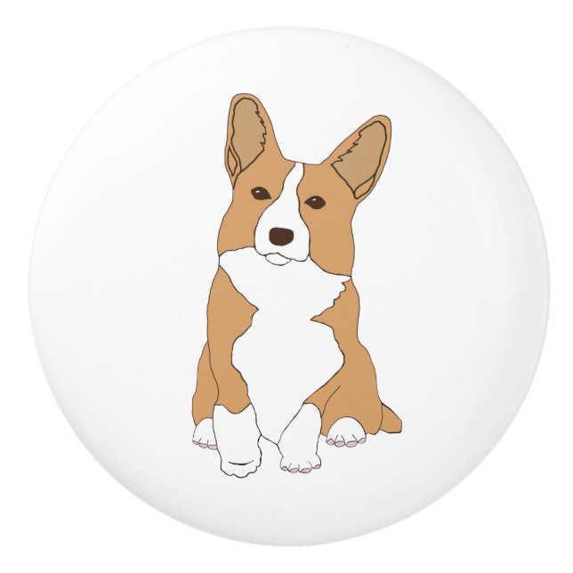Pomo De Cerámica Perro Corgi galés (Anverso)