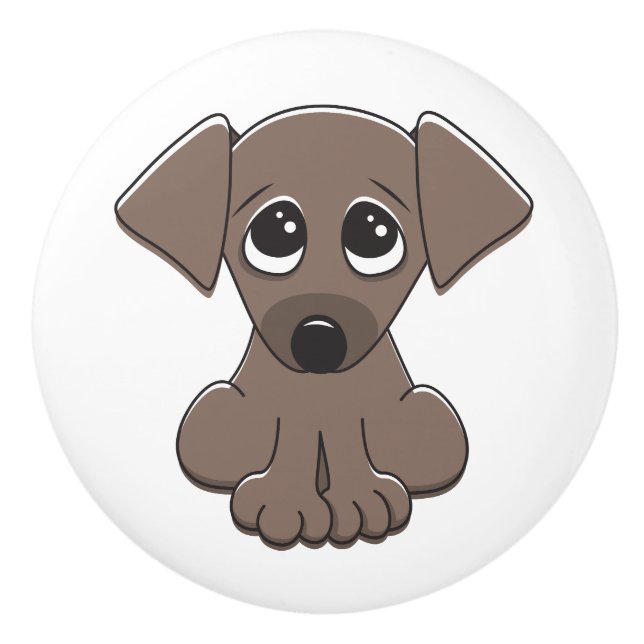 Pomo De Cerámica Perro de perrito lindo (Anverso)