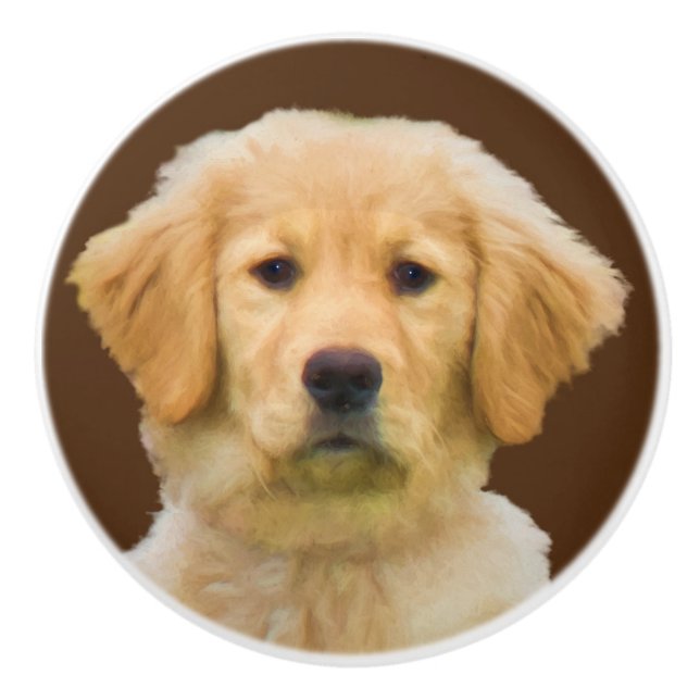 Pomo De Cerámica Perro del golden retriever (Anverso)
