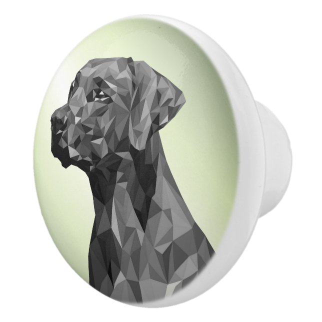 Pomo De Cerámica Perro geométrico gris verde (Derecha)