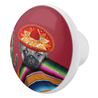 Pomo De Cerámica Perro mexicano del barro amasado
