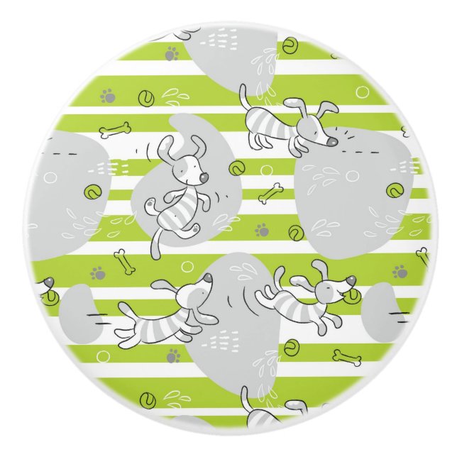 Pomo De Cerámica perro que juega el fondo del modelo (Anverso)