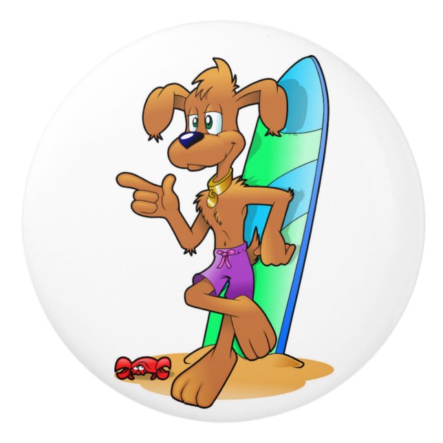 POMO DE CERÁMICA PERRO SURFER (Anverso)