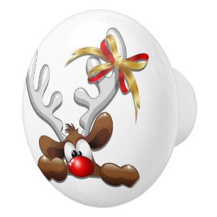 Pomo De Cerámica Personaje de Navidades divertidos y desconcertados