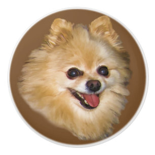 Pomo De Cerámica Personalizable del perro de Pomeranian