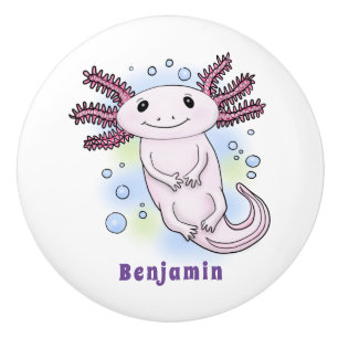 Pomo De Cerámica Personalizado axolotópico rosa adorable