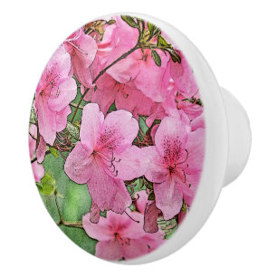 POMO DE CERÁMICA PERSONALIZADO CERAMIC KNOB/PINK AZALEAS/FOTOG ./DI