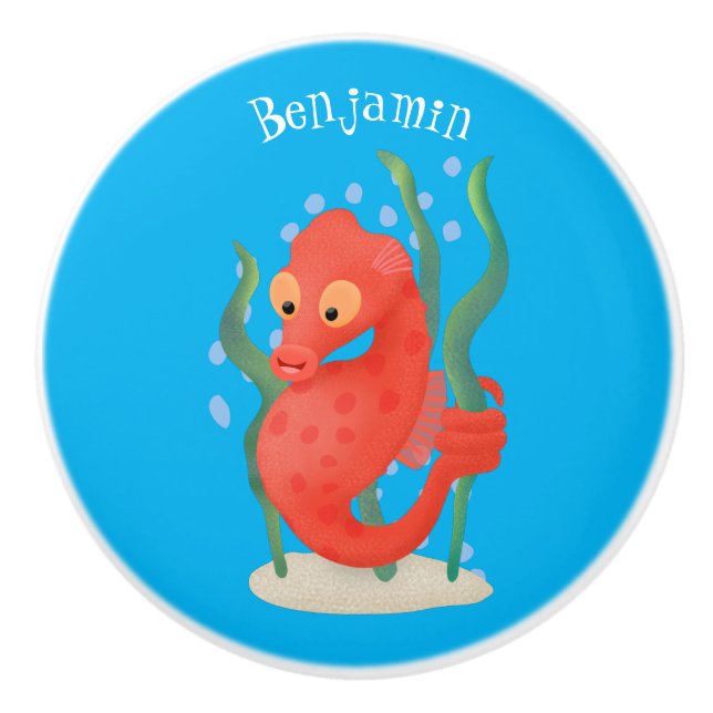 Pomo De Cerámica Personalizado de caballitos de mar de pepino (Anverso)