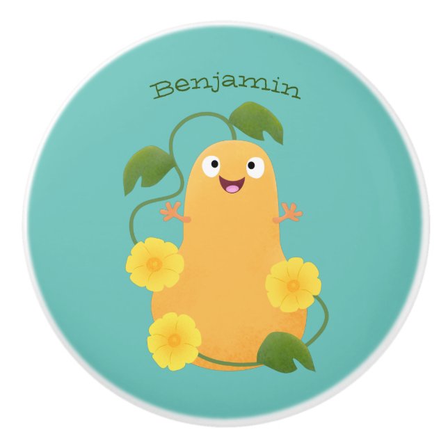 Pomo De Cerámica Personalizado de calabaza de calabaza de marihuana (Anverso)