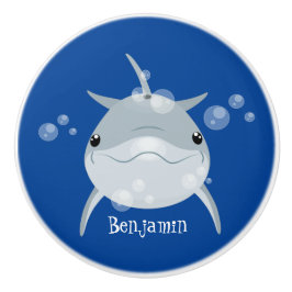 Pomo De Cerámica Personalizado de delfín kawaii feliz