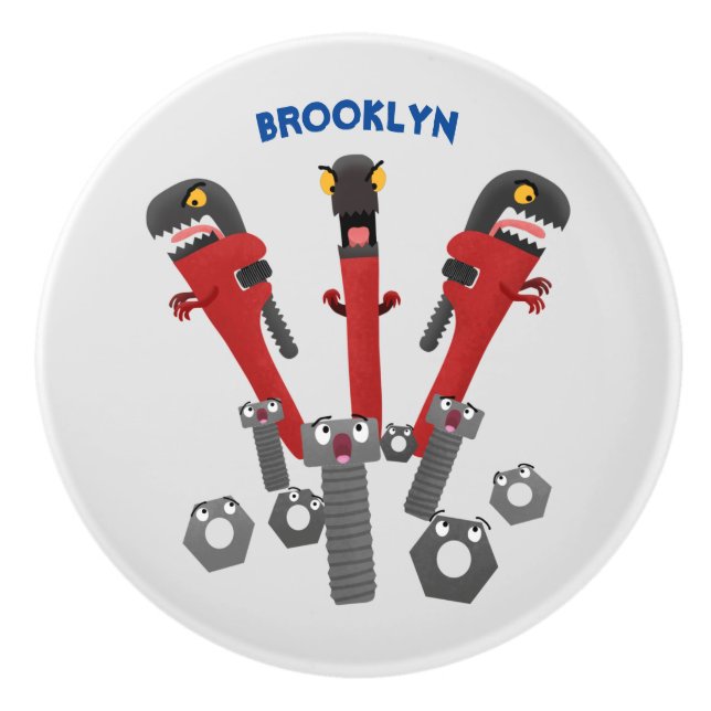 Pomo De Cerámica Personalizado de humor de herramientas monstruosas (Anverso)