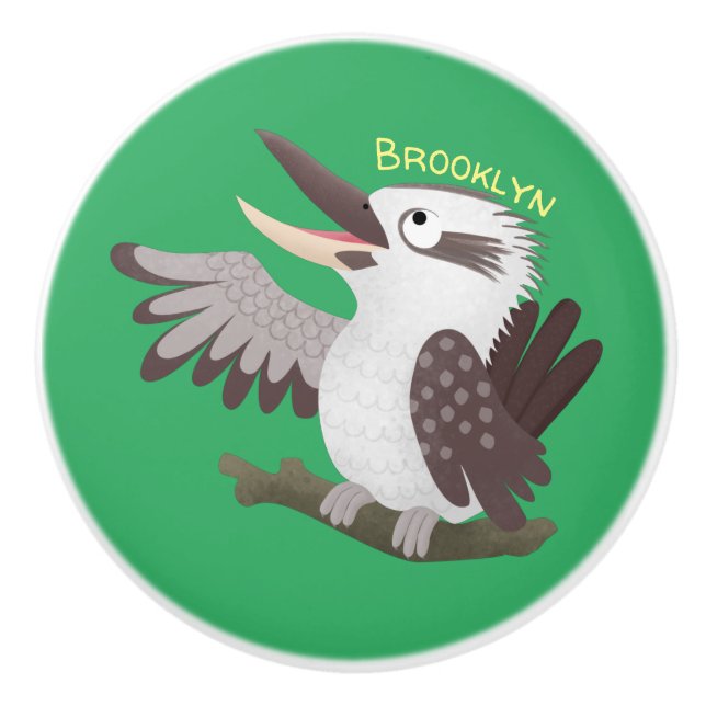 Pomo De Cerámica Personalizado de kookaburra gracioso (Anverso)