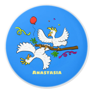 Pomo De Cerámica Personalizado de pájaros de cacatúa graciosa