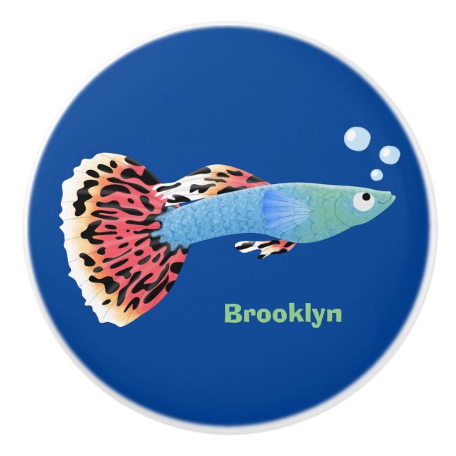 Pomo De Cerámica Personalizado de peces tropicales adormilados (Anverso)