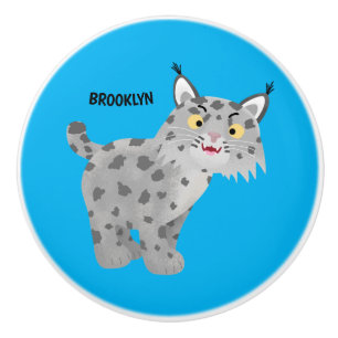 Pomo De Cerámica Personalizado del lince del bobcat medio