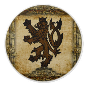 Pomo De Cerámica Personalizado desenfrenado heráldico del león