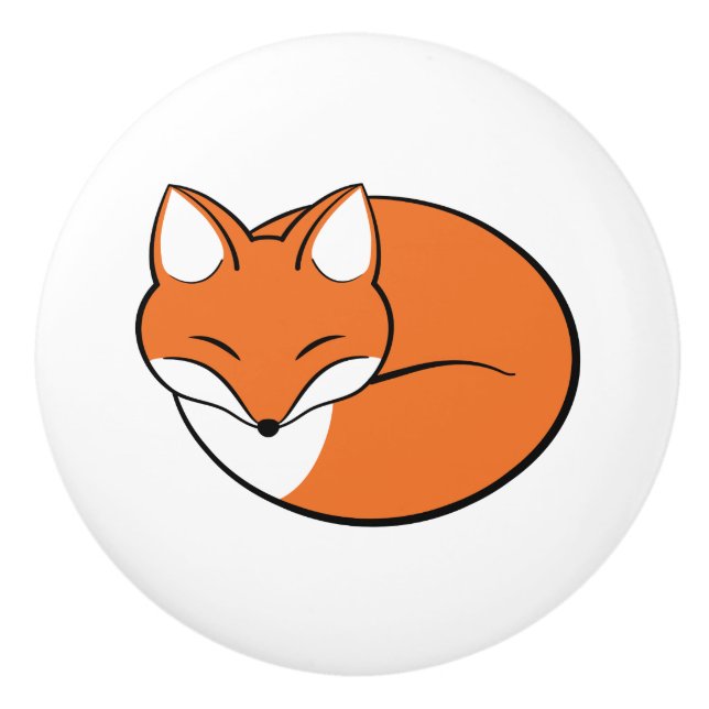 Pomo De Cerámica Personalizado dormido Fox (Anverso)