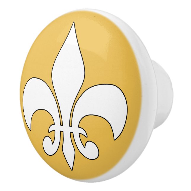 Pomo de cerámica Personalizado Fleur de Lis blanco (Derecha)
