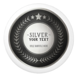 Pomo De Cerámica PERSONALIZADO IMPRIMIR DIY MEDAL Silver Champion E