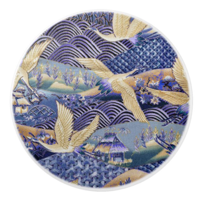 Pomo De Cerámica Personalizado japonés de grúa (Anverso)