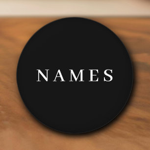 Pomo De Cerámica Personalizado negro simple Añadir su nombre elegan