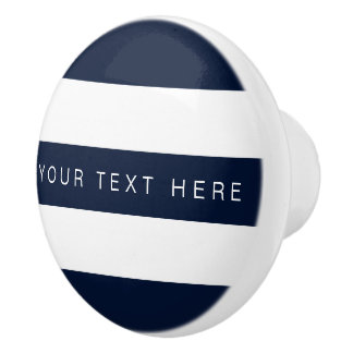 Pomo De Cerámica Personalizado rayado del azul marino y blanco