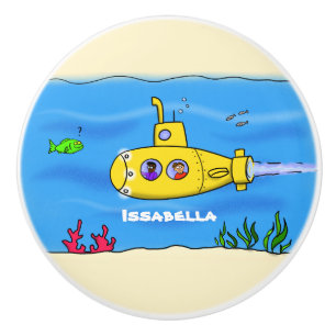 Pomo De Cerámica Personalizado submarino feliz