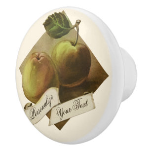 Pomo De Cerámica Personalizado Vintage Apples Retro Fruit Old Schoo