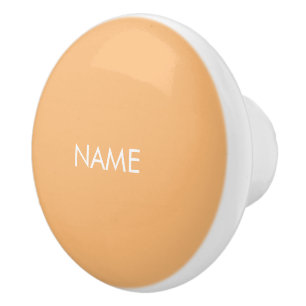 Pomo De Cerámica Personalizar con nombre, naranja de luz minimalist