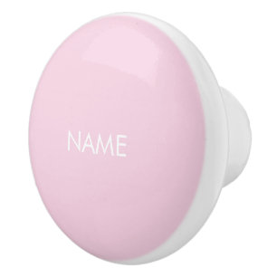 Pomo De Cerámica Personalizar con nombre, texto minimalista blanco