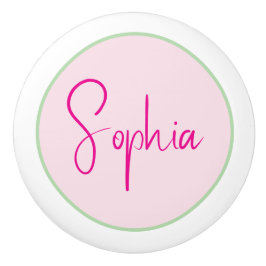 Pomo De Cerámica Personalized Minimalist Name Pink